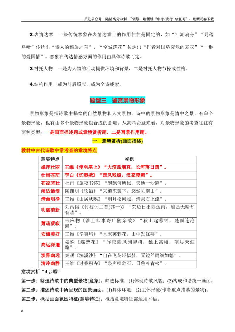 《专题02：鉴赏诗歌形象（教师版）_一轮复习_2025年_2025年高考语文一轮复习知识清单（全国通用）》第8页预览