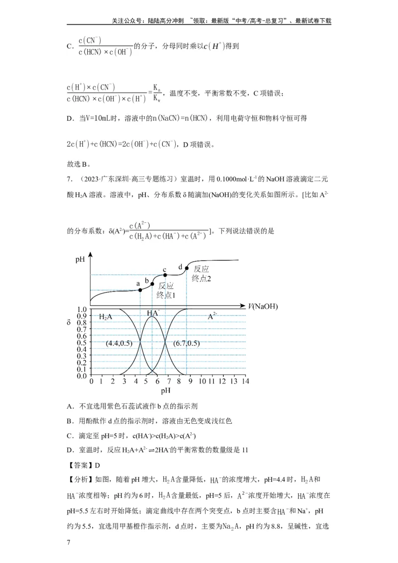 《滴定前指示剂的选择（解析版）_05-化学-高考总复习_一轮复习_2024年_2024年高三化学一轮复习高考专项训练知识梳理练习_资料》第7页预览
