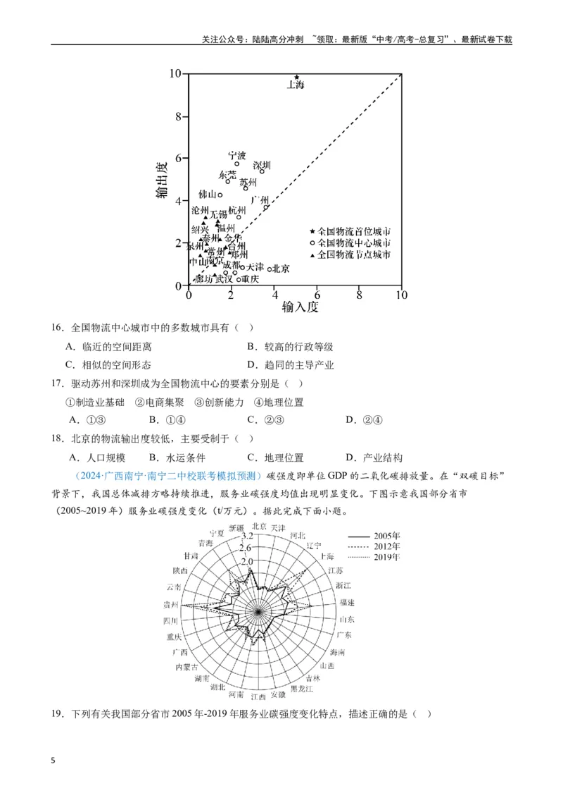 《专练25服务业60题（全国通用）（原卷版）_07-地理-高考总复习_专项复习_2024年_2024年高考地理总复习高频考点提分必刷题全国通用_资料》第5页预览