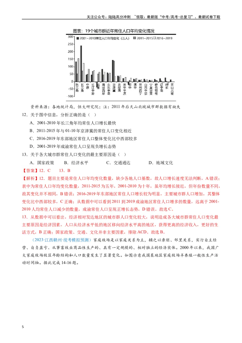 《专练06人文地理（真模混测过关100题）（全国通用）（解析版）_07-地理-高考总复习_专项复习_2024年_2024年高考地理总复习高频考点提分必刷题全国通用_资料》第5页预览