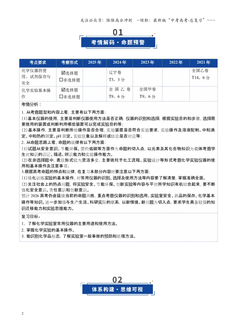 《第01讲化学实验的常用仪器和基本操作（复习讲义）（黑吉辽蒙专用）（教师版）_05-化学-高考总复习_一轮复习_2026年-化学高考一轮复习》第2页预览