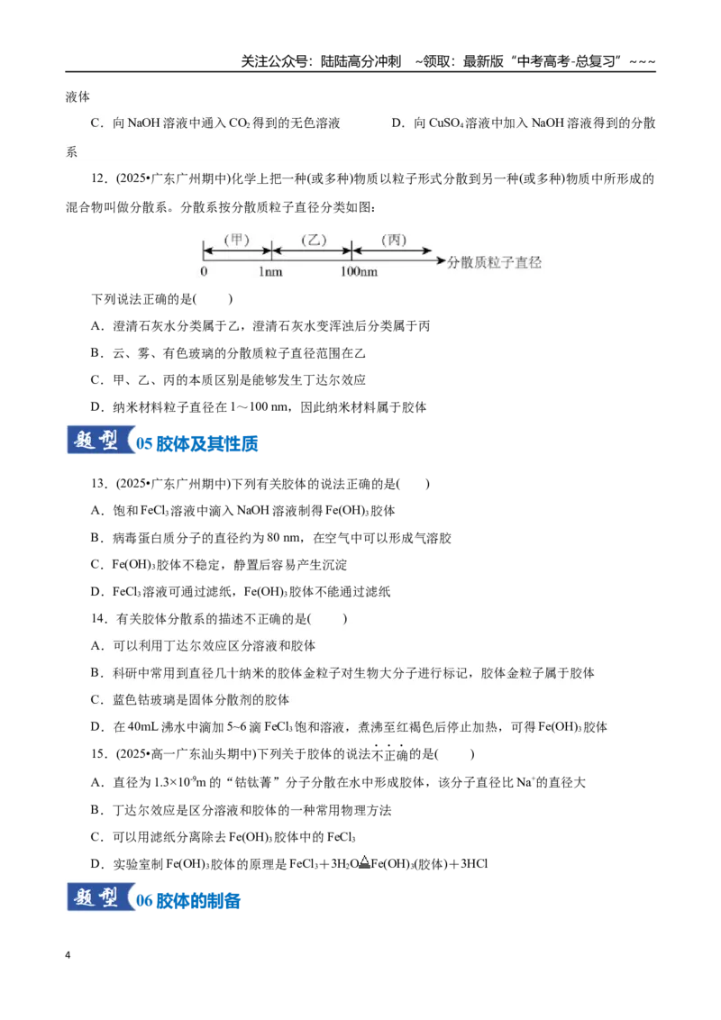 《第01讲物质的分类及转化（专项训练）（全国通用）（学生版）_05-化学-高考总复习_一轮复习_2026年-化学高考一轮复习_2026年高考化学一轮复习讲义+练习+课件（新教材新高考）-G55_2026版》第4页预览