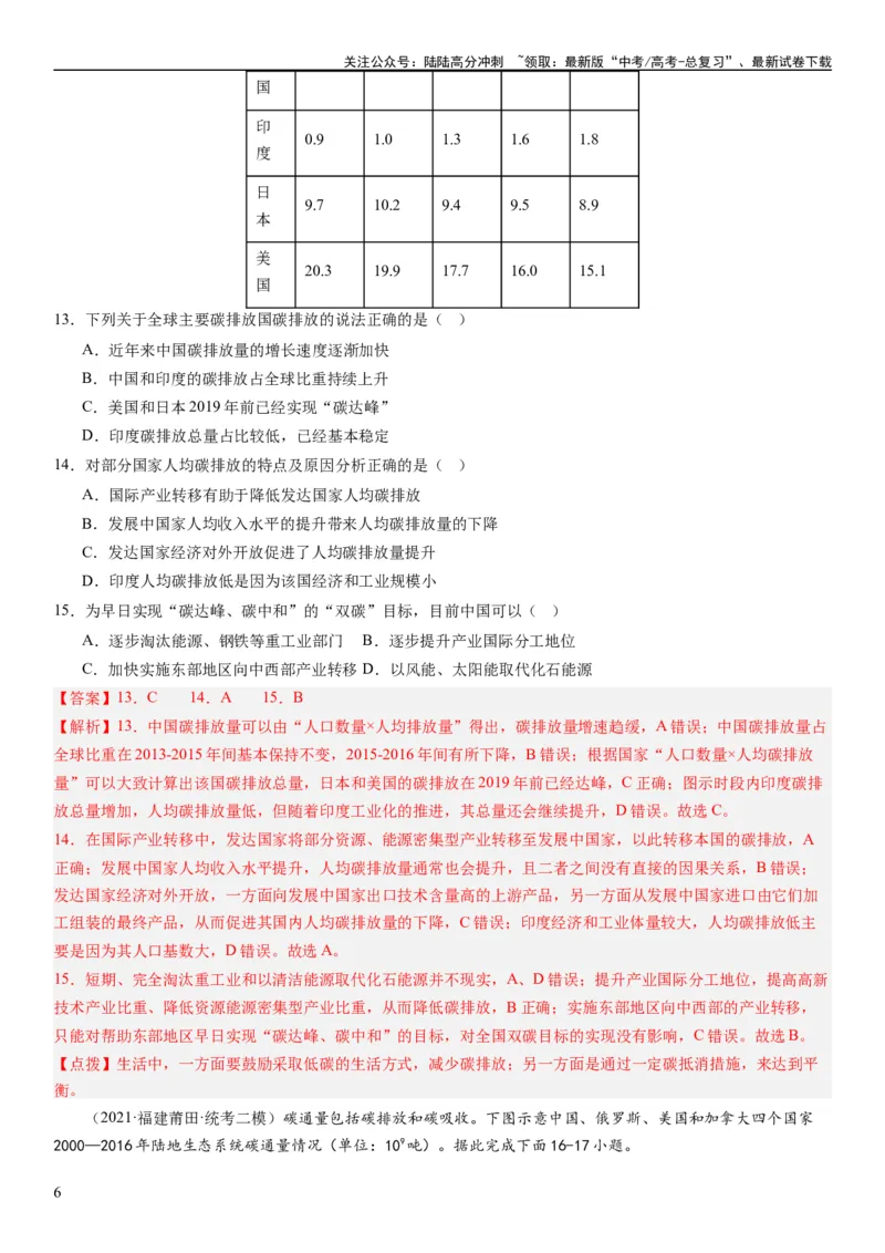 《2024届新高考一轮复习专题12环境与发展第三十讲环境问题与可持续发展（解析版）_07-地理-高考总复习_一轮复习_2024年_2024年高考地理一轮复习考点帮（全国通用）_专题训练》第6页预览