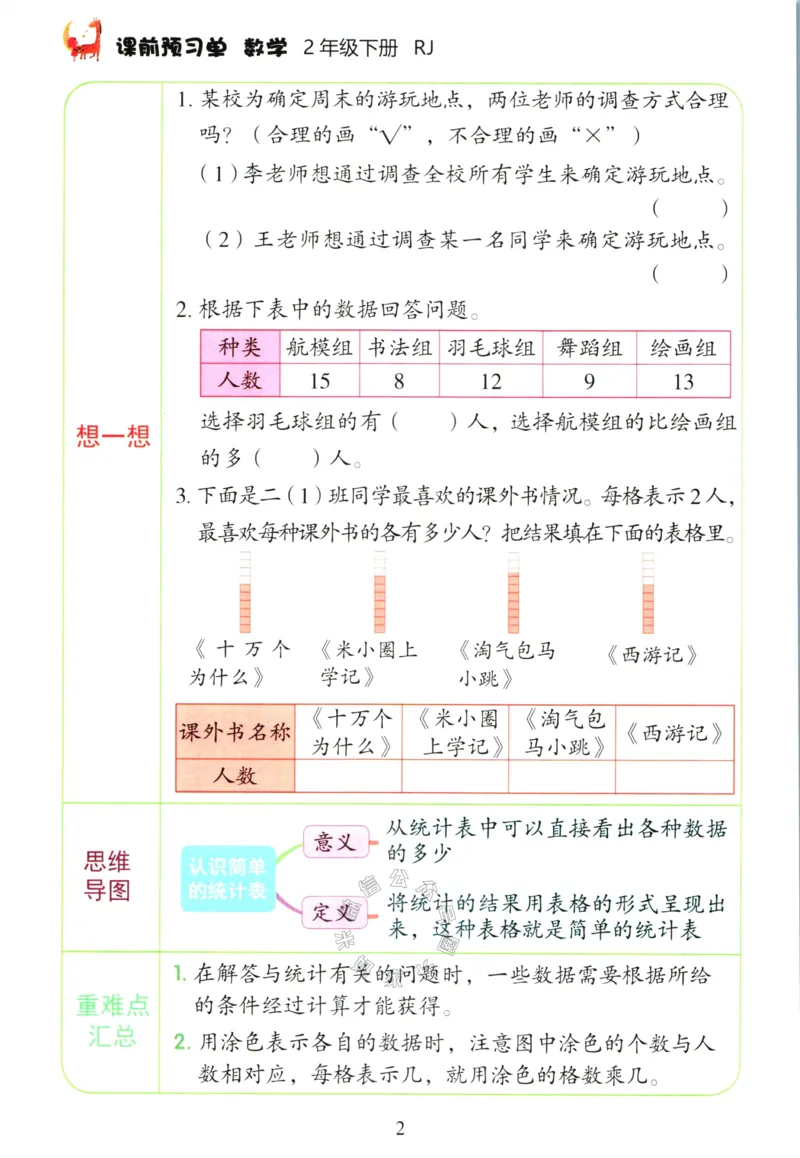 《018.人教版数学红逗号课前预习单二年级下册公众号：米妈家长圈_小学1-6年级全科全套_1-6年级全科下册_二年级_其他补充资料_数学人教版资料》第5页预览