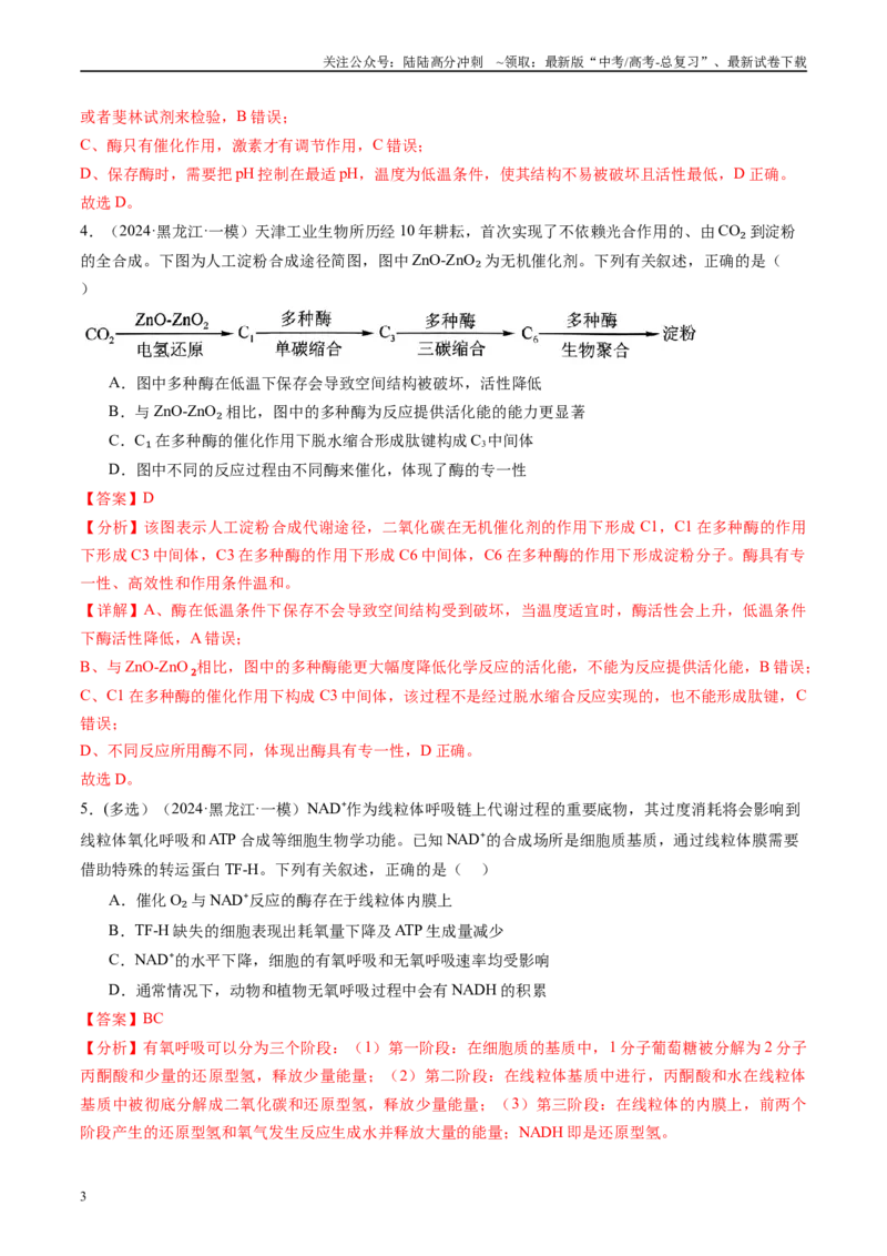 《专题04细胞的代谢（解析版）_06-生物-高考总复习_专项复习_2025年_2024年高考一模试题分类汇编生物新高考通用》第3页预览