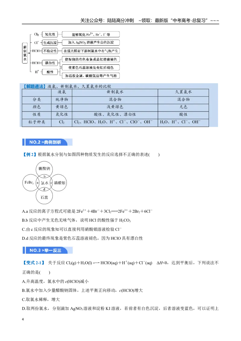 《第01讲氯及其重要化合物（举一反三讲义）（学生版）_05-化学-高考总复习_一轮复习_2026年-化学高考一轮复习_2026年高考化学一轮复习举一反三（新高考通用）-G53_资料_2026版》第4页预览