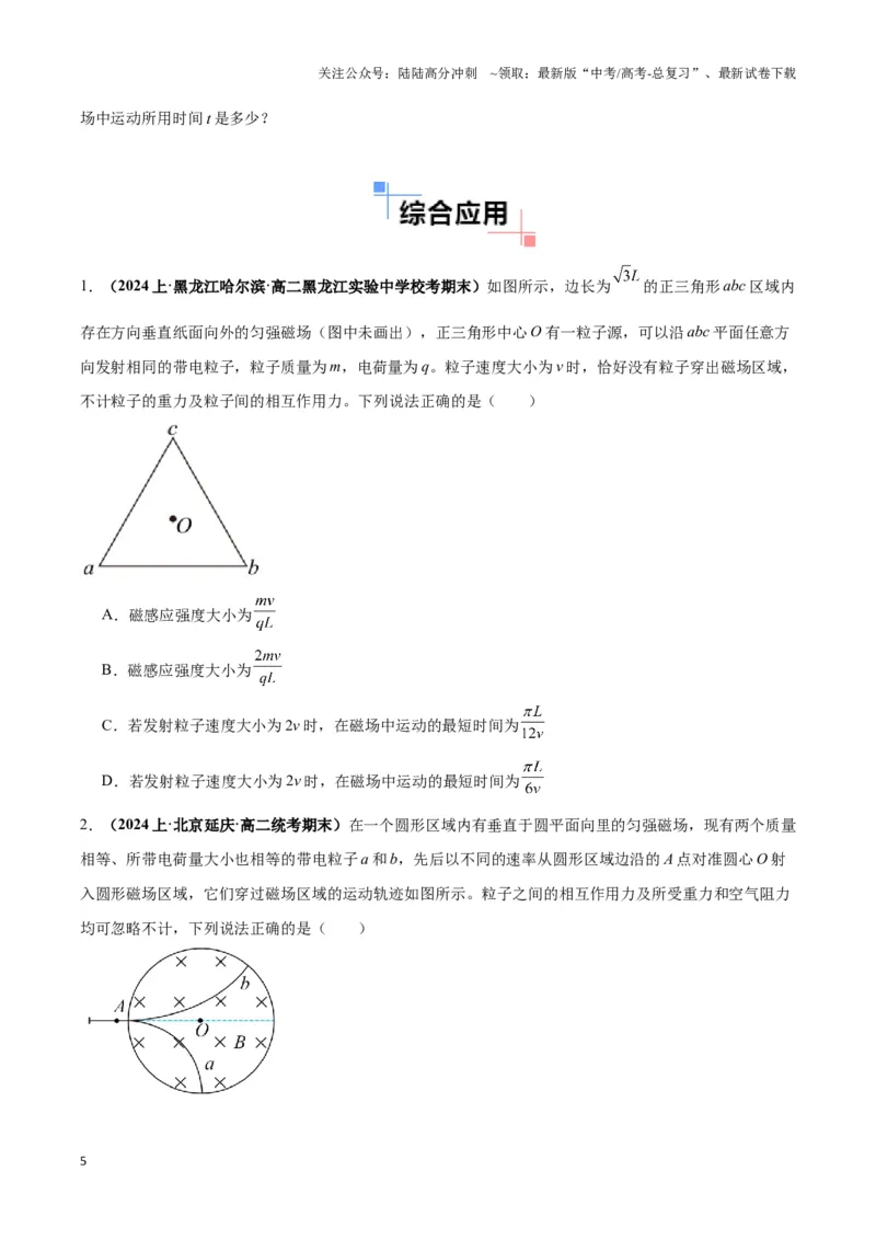 《专题02带电粒子在有界匀强磁场中的运动模型（学生版）_04-物理-高考总复习_专项复习_2025年_2025年高中高考物理模型与方法_资料_3高中（全册）_选择性必修第二册》第5页预览