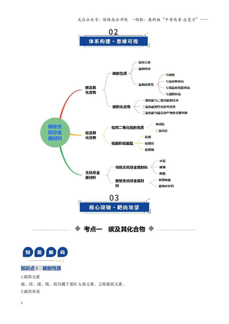 《第04讲碳、硅及无机非金属材料（复习讲义）（黑吉辽蒙专用）（教师版）_05-化学-高考总复习_一轮复习_2026年-化学高考一轮复习_2026年高考化学一轮课件+讲义+练习（黑吉辽蒙专用）-G330》第3页预览