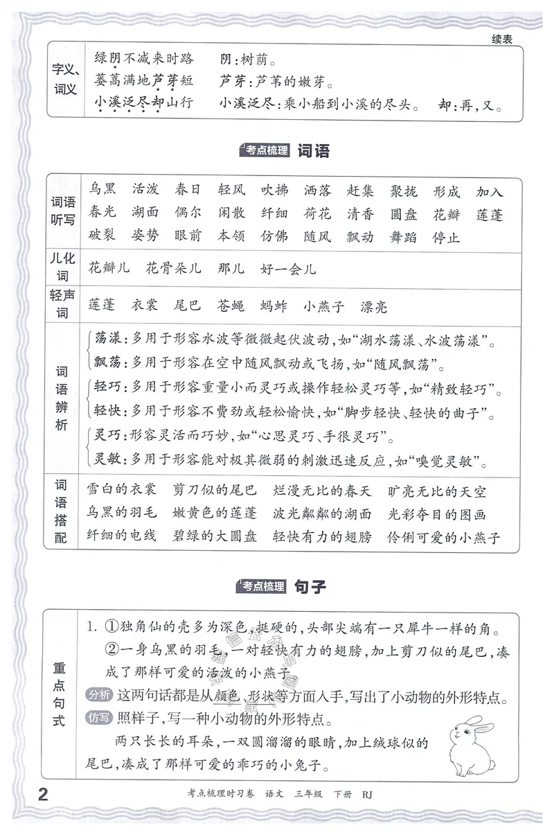 《066.24春语文王朝霞考点梳理时习卷三年级下册考点梳理手册公众号：米妈家长圈_小学1-6年级全科全套_1-6年级全科下册_三年级_其他补充资料_语文资料》第3页预览