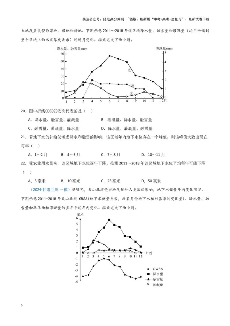 《专题03水的运动（新七省高考）（原卷版）_07-地理-高考总复习_专项复习_2025年_2024年高考一模试题分类汇编地理新七省高考专用》第6页预览