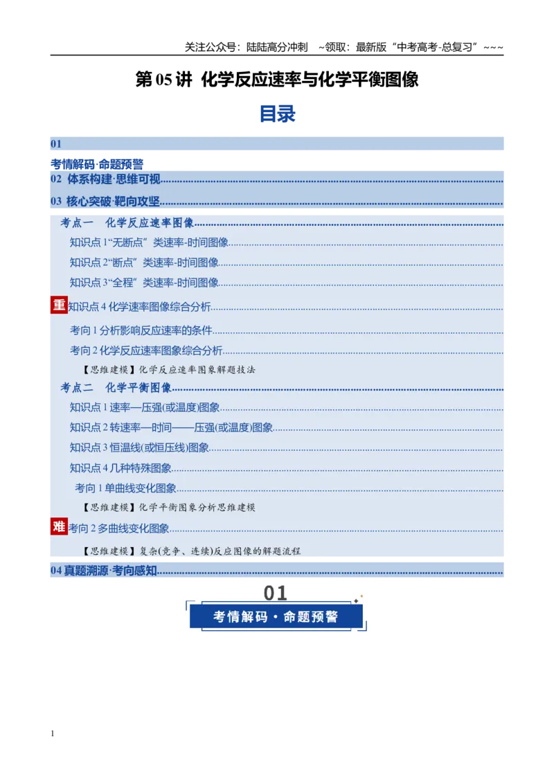 《第05讲化学反应速率与化学平衡图像（复习讲义）（全国通用）（教师版）_05-化学-高考总复习_一轮复习_2026年-化学高考一轮复习_2026版_第七章化学反应速率与化学平衡》第1页预览