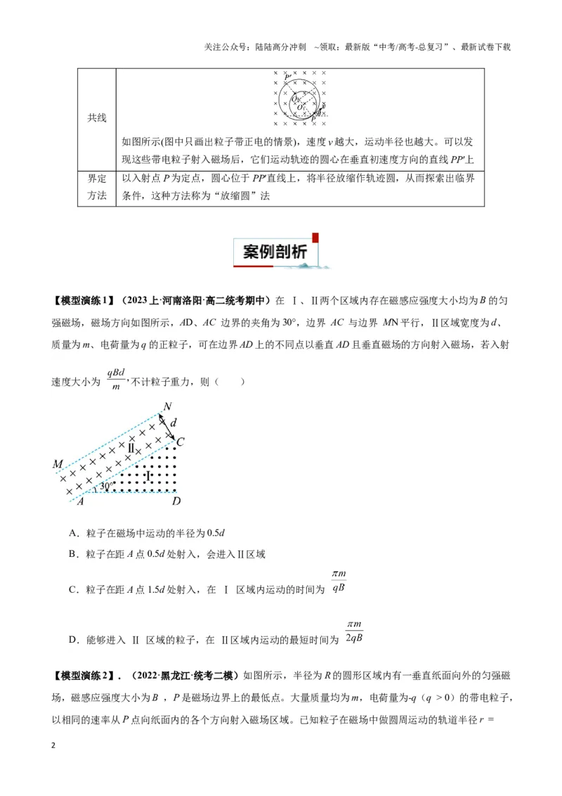 《专题03动态圆模型（学生版）_04-物理-高考总复习_专项复习_2025年_2025年高中高考物理模型与方法_资料_3高中（全册）_选择性必修第二册》第2页预览
