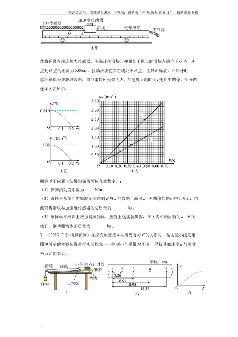 《专题03运动和力的关系相关实验（原卷版）_04-物理-高考总复习_专项复习_2024年_2024年高考物理实验重难点满分冲刺集训（全国通用）_资料》第3页预览