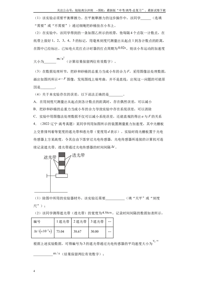 《专题03运动和力的关系相关实验（原卷版）_04-物理-高考总复习_专项复习_2024年_2024年高考物理实验重难点满分冲刺集训（全国通用）_资料》第4页预览
