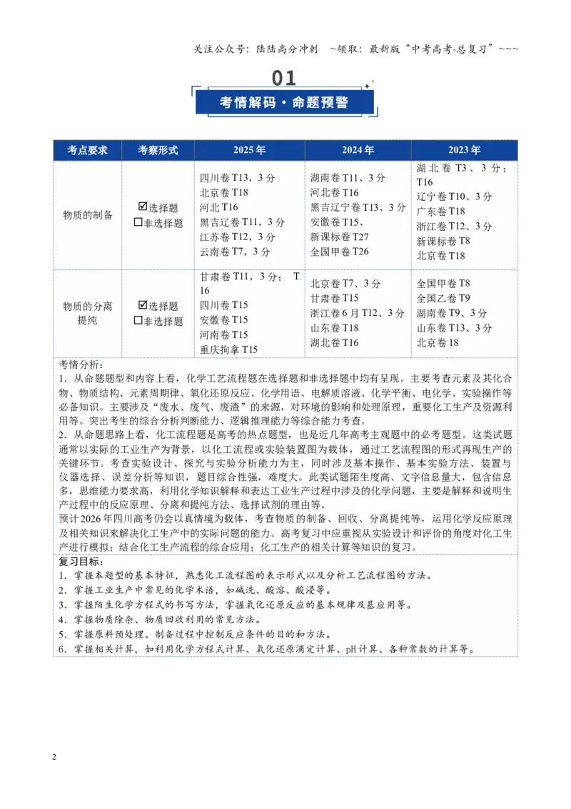 《第05讲工业流程题解题策略（复习讲义）（四川专用）（教师版）_05-化学-高考总复习_一轮复习_2026年-化学高考一轮复习_2026年高考化学一轮课件+讲义+练习（四川专用）-G335》第2页预览
