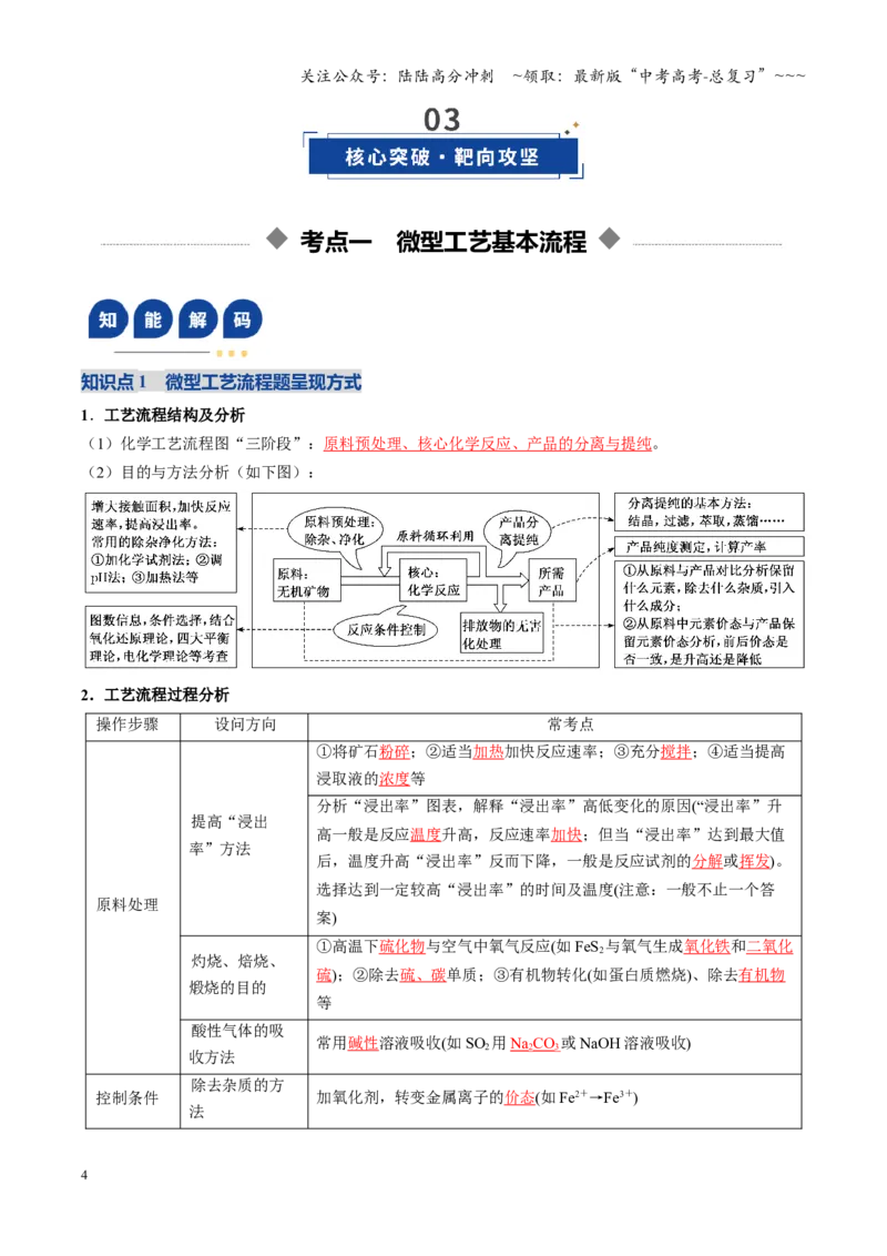 《第05讲工业流程题解题策略（复习讲义）（四川专用）（教师版）_05-化学-高考总复习_一轮复习_2026年-化学高考一轮复习_2026年高考化学一轮课件+讲义+练习（四川专用）-G335》第4页预览