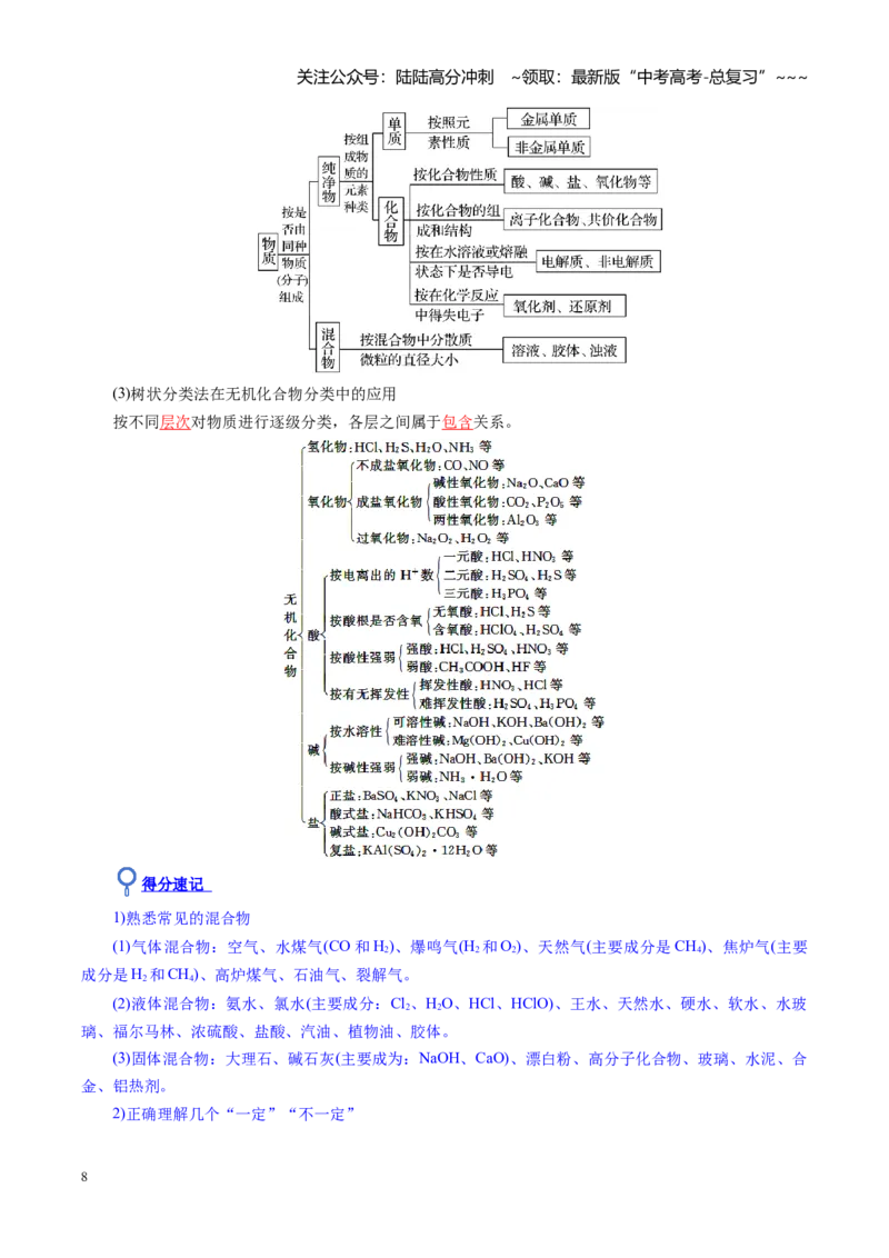 《第01讲物质的分类及转化（复习讲义）（全国通用）（教师版）_05-化学-高考总复习_一轮复习_2026年-化学高考一轮复习_2026年高考化学一轮复习讲义+练习+课件（新教材新高考）-G55_2026版》第8页预览