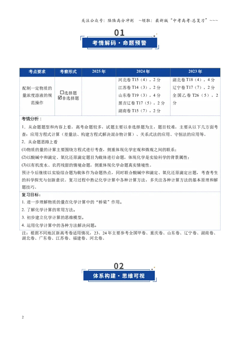 《第03讲物质的量在化学方程式计算中的应用（复习讲义）（学生版）_05-化学-高考总复习_一轮复习_2026年-化学高考一轮复习_2026年高考化学一轮课件+讲义+练习（四川专用）-G335》第2页预览