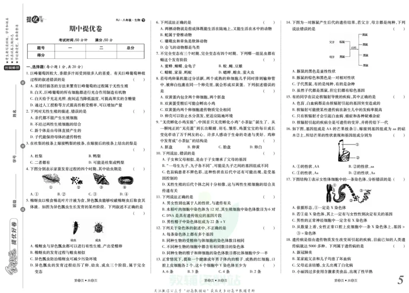 《金状元·提优好卷八年级下册生物人教版山西专用_初中全科目同步习题+精品试卷（7-9年级）(1)_25秋初中生物《同步习题+精品试卷》_初中生物试卷（人教版）_《提优好卷》》第6页预览