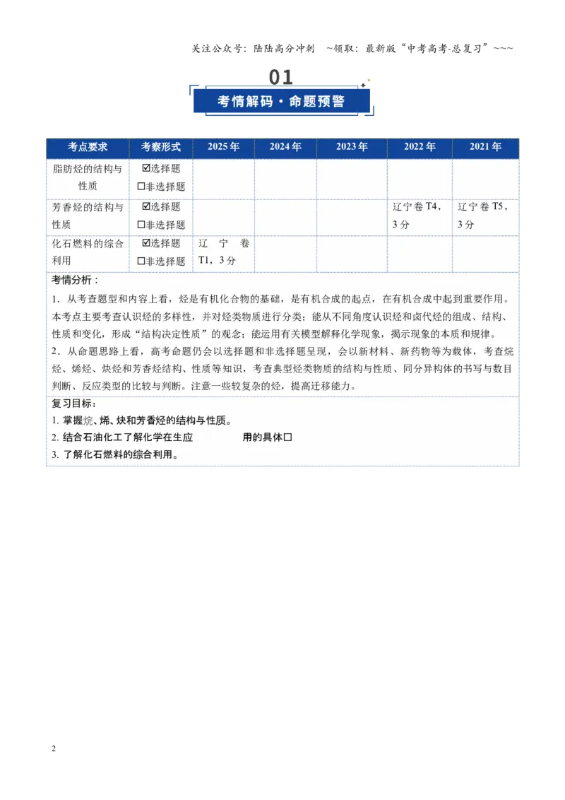 《第02讲烃（复习讲义）（黑吉辽蒙专用）（教师版）_05-化学-高考总复习_一轮复习_2026年-化学高考一轮复习_2026年高考化学一轮课件+讲义+练习（黑吉辽蒙专用）-G330》第2页预览