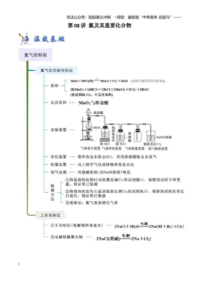 《第08讲氯及其重要化合物-（新高考专用）（学生版）_05-化学-高考总复习_一轮复习_2026年-化学高考一轮复习_2026年新高考化学一轮复习（新高考专用）-G413_资料》第1页预览