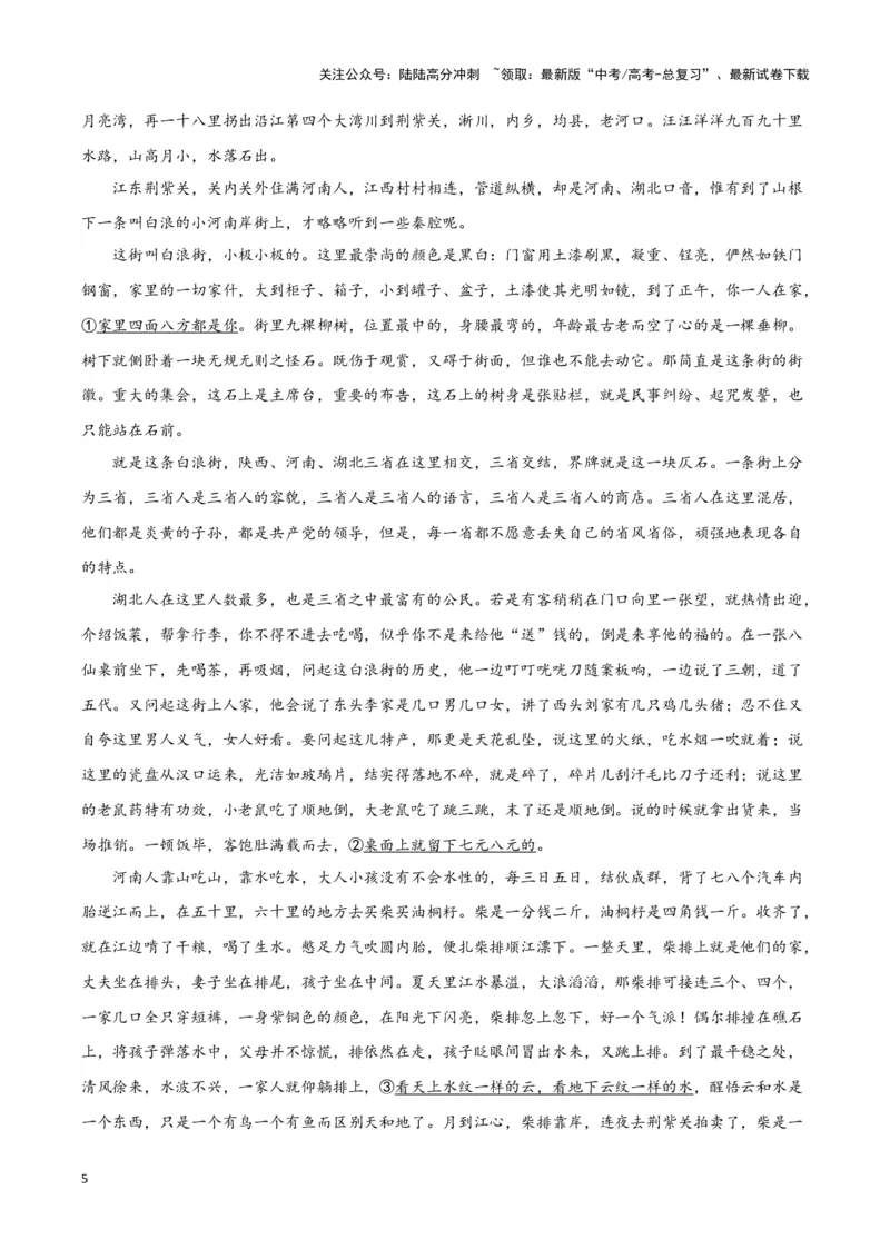 《专题02文学类文本阅读（原卷版）-（新高考通用）_专项复习_2025年_2024年高考一模试题分类汇编语文新高考通用》第5页预览