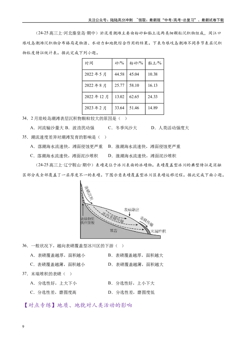 《专题05地质地貌（练习）（学生版）_07-地理-高考总复习_二轮复习_2025年_2025年高考地理二轮复习课件+讲义+练习（新高考通用）_专题5地质地貌》第9页预览