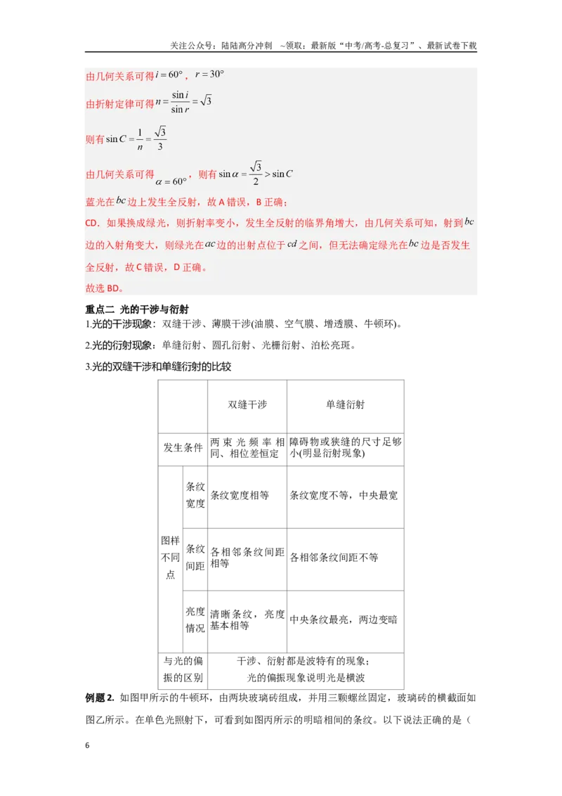 《5.2光学　电磁波（教师版）_04-物理-高考总复习_二轮复习_2025年_2025年高考物理二轮复习素养升级_资料》第6页预览