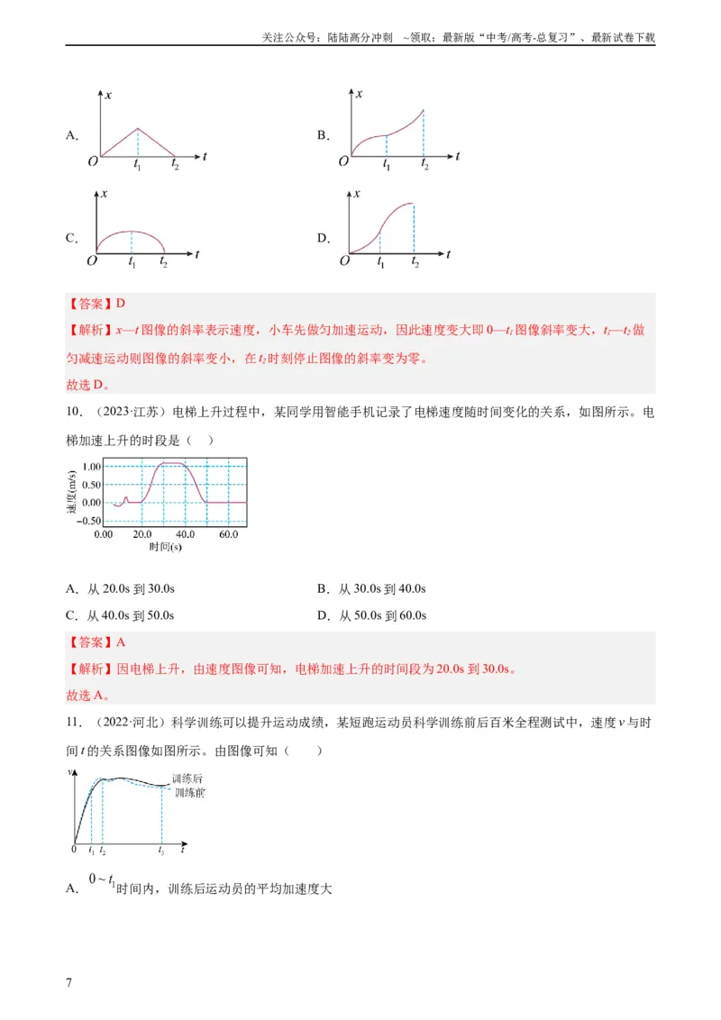 《专题03匀变速直线运动的图像（教师版）（全国通用）_04-物理-高考总复习_专项复习_2024年_十年（2014-2023）高考物理真题分项汇编（全国通用）》第7页预览