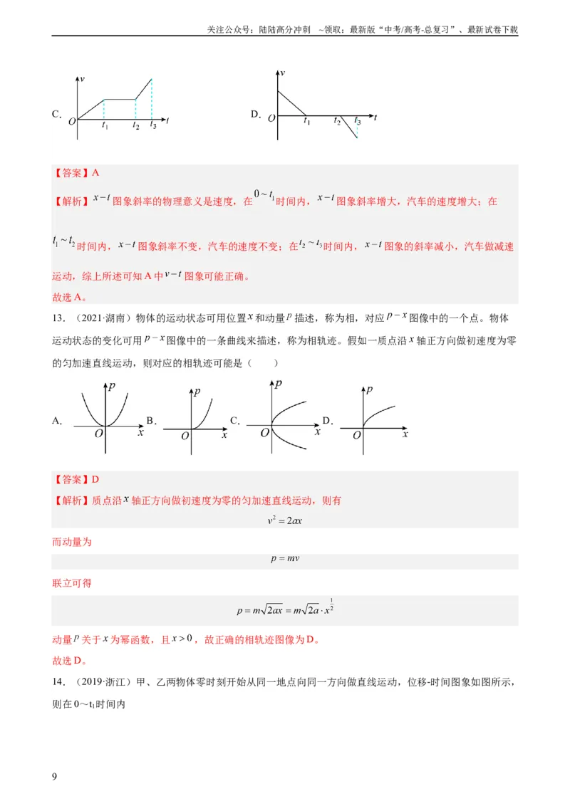 《专题03匀变速直线运动的图像（教师版）（全国通用）_04-物理-高考总复习_专项复习_2024年_十年（2014-2023）高考物理真题分项汇编（全国通用）》第9页预览