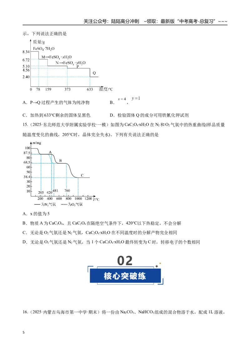 《第03讲物质的量在化学方程式计算中的应用（专项训练）（黑吉辽蒙专用）（学生版）_05-化学-高考总复习_一轮复习_2026年-化学高考一轮复习》第5页预览