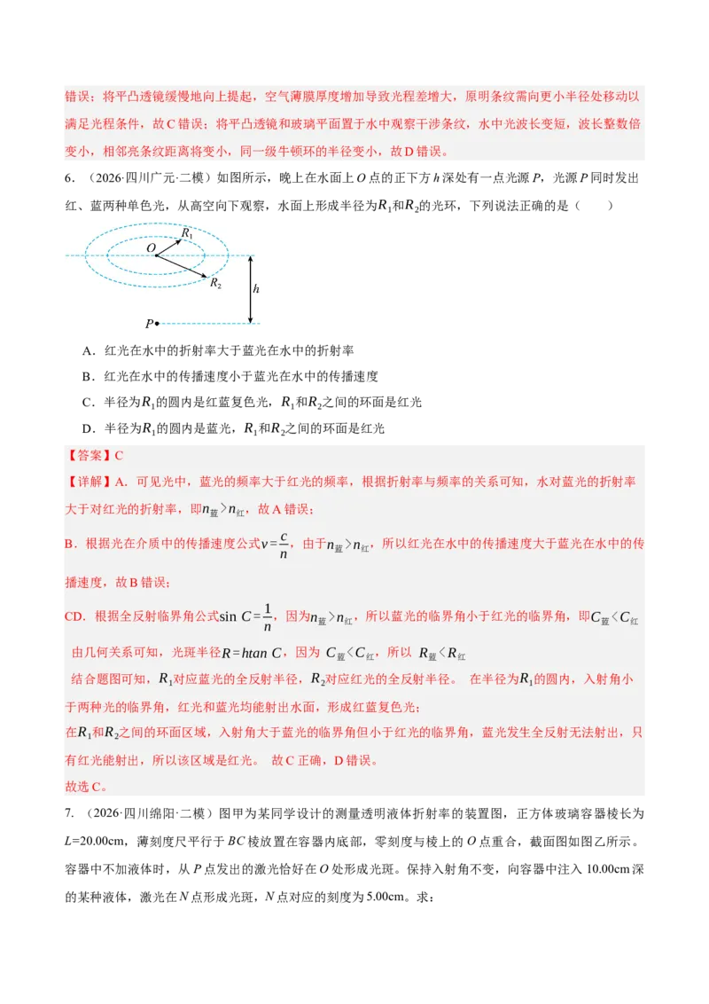 《专题02光学、热学、近代物理（3大考点）（四川专用）（教师版）_04-物理-高考总复习_专项复习_2026年-物理高考专项复习_2026年高考物理二模试题分类汇编（四川专用）-G282_2026版》第6页预览
