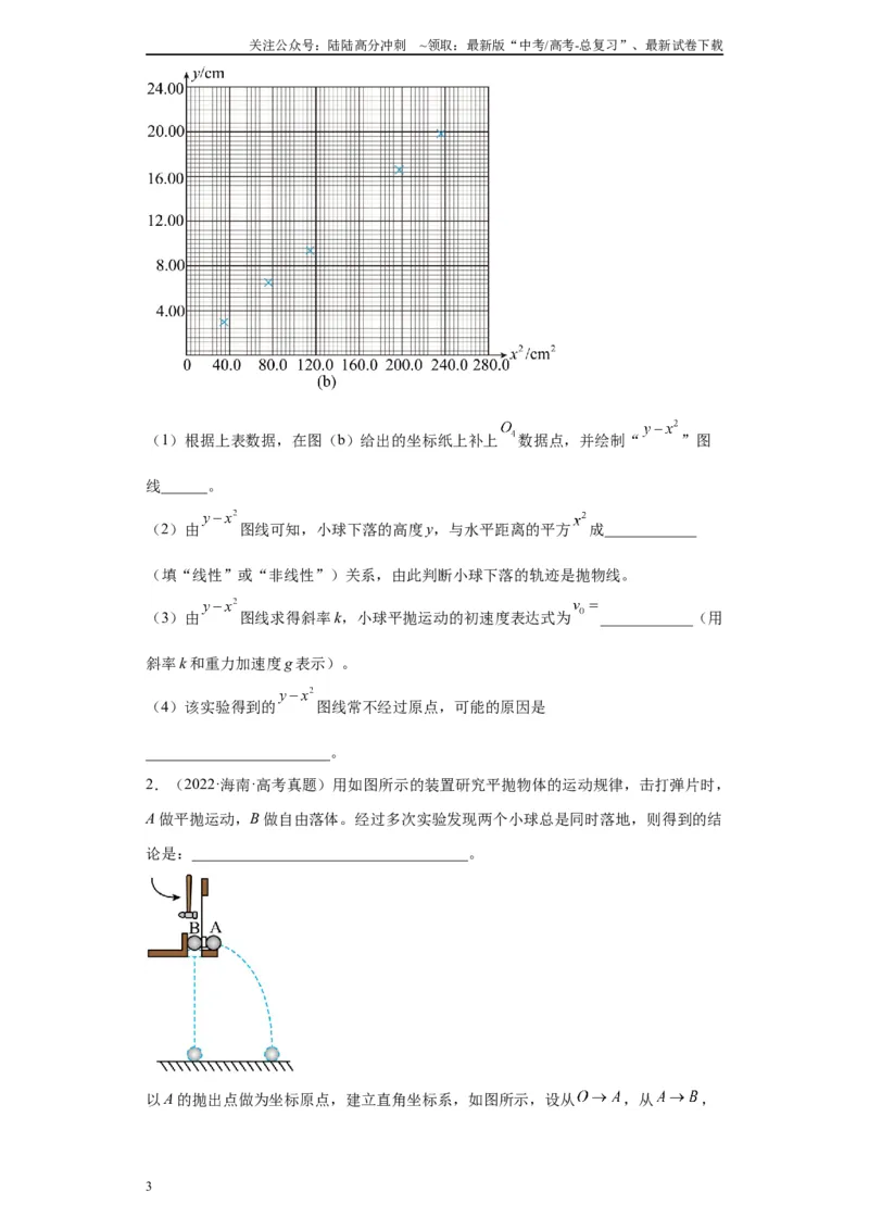 《专题04曲线运动相关实验（原卷版）_04-物理-高考总复习_专项复习_2024年_2024年高考物理实验重难点满分冲刺集训（全国通用）_资料》第3页预览