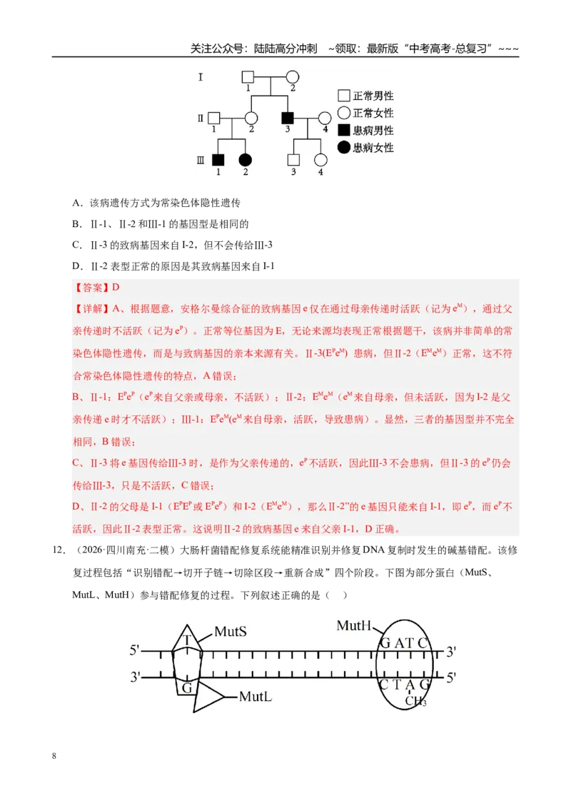 《专题03遗传的分子与细胞学基础（2大考点）（教师版）_06-生物-高考总复习_专项复习_2026年-生物高考专项复习_2026年高考生物二模试题分类汇编（四川专用）-G282_2026版》第8页预览