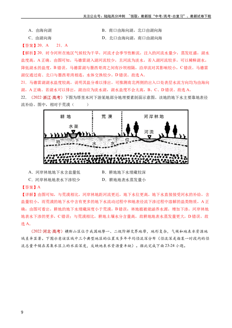 《专题04地球上的水及其运动-五年（2019-2023）高考地理真题分项汇编（教师版）_07-地理-高考总复习_专项复习_2025年_2019-2023高考地理五年真题分项汇编（全国通用）_教师版（含答案解析）》第9页预览