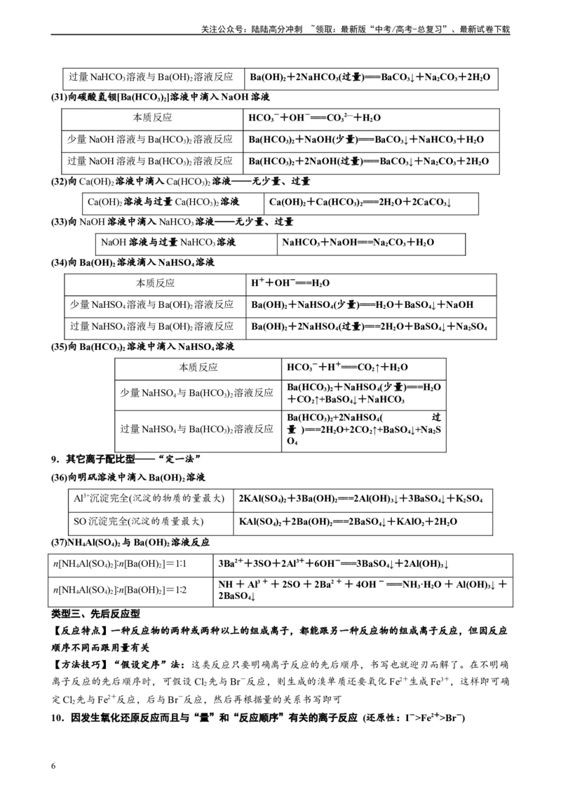 《第04讲离子方程式中常见的少量和过量问题-（学生版）_05-化学-高考总复习_一轮复习_2024年_2024年高考化学精准一轮复习讲义_资料》第6页预览