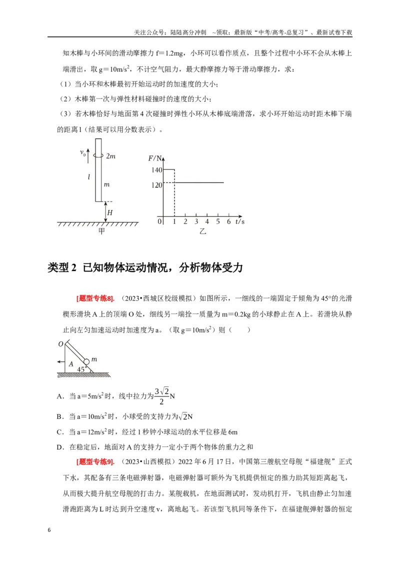 《专题04牛顿运动定律的应用（原卷版）_04-物理-高考总复习_专项复习_2024年_2024高考物理热点知识清单题型讲练高考复习全国通用_资料》第6页预览
