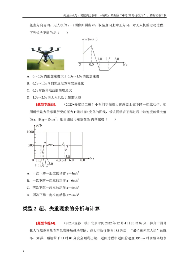 《专题04牛顿运动定律的应用（原卷版）_04-物理-高考总复习_专项复习_2024年_2024高考物理热点知识清单题型讲练高考复习全国通用_资料》第9页预览