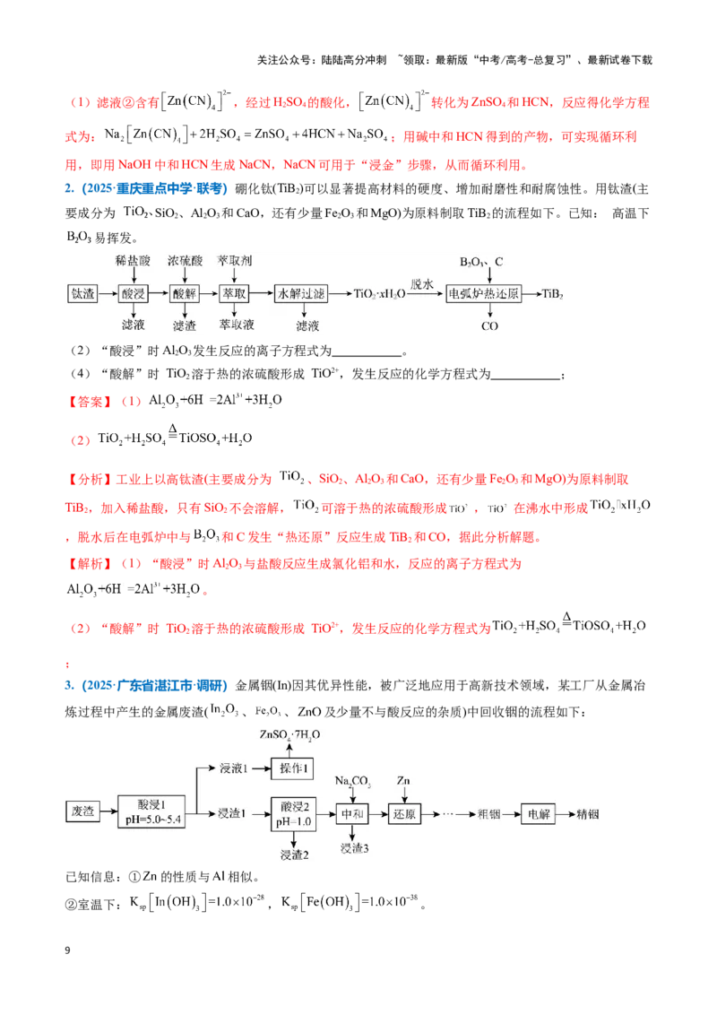 《热点题型01陌生化学（离子）方程式的书写（解析版）_05-化学-高考总复习_专项复习_2025年_2025年高考化学重难点讲义专练（黑吉辽蒙专用）》第9页预览
