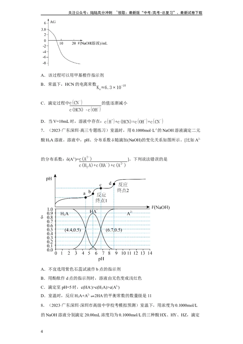 《滴定前指示剂的选择（原卷版）_05-化学-高考总复习_一轮复习_2024年_2024年高三化学一轮复习高考专项训练知识梳理练习_资料》第4页预览