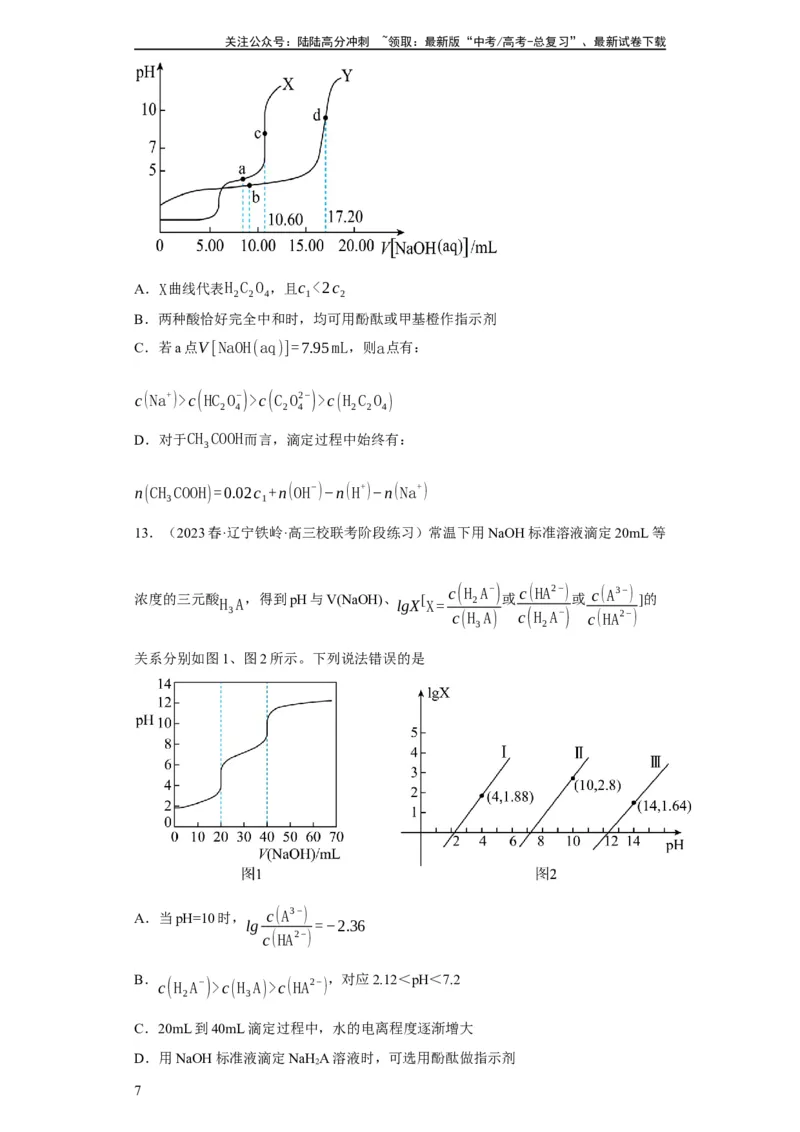 《滴定前指示剂的选择（原卷版）_05-化学-高考总复习_一轮复习_2024年_2024年高三化学一轮复习高考专项训练知识梳理练习_资料》第7页预览