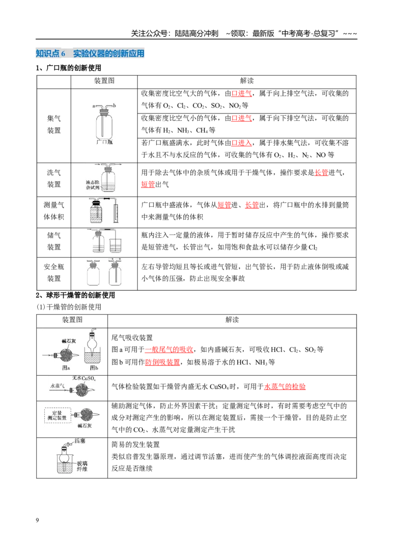 《第01讲化学实验的常用仪器和基本操作（复习讲义）（湖南专用）（教师版）_05-化学-高考总复习_一轮复习_2026年-化学高考一轮复习_2026年高考化学一轮课件+讲义+练习（湖南专用）-G331》第9页预览