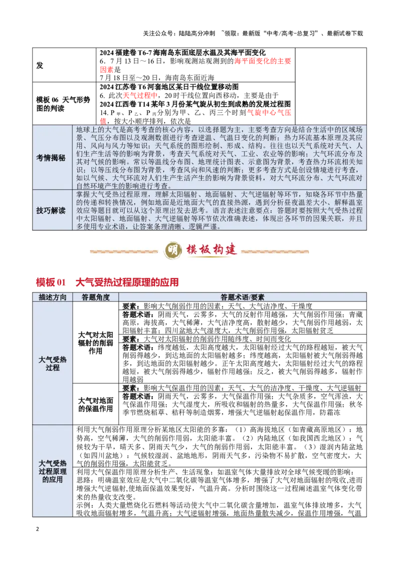 《专题01地球上的大气（答题模板）-（解析版）_07-地理-高考总复习_专项复习_2025年_2025年高考地理答题技巧与答题模板（全国通用）》第2页预览