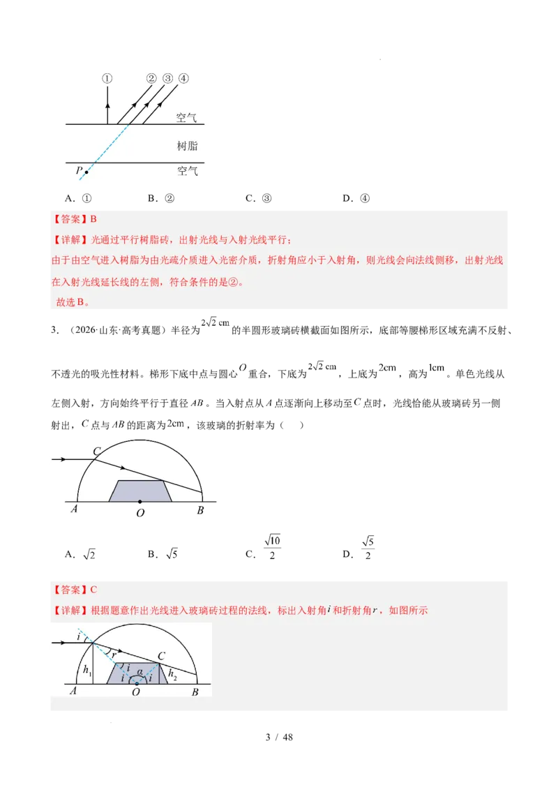 《专题14光学（3年汇编）（全国通用）（解析版）_小初高学习资料合集（每天更新）_高考物理真题（2024-2026）分类汇编》第3页预览
