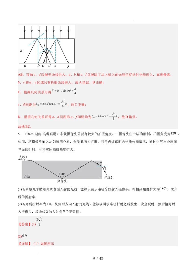 《专题14光学（3年汇编）（全国通用）（解析版）_小初高学习资料合集（每天更新）_高考物理真题（2024-2026）分类汇编》第9页预览