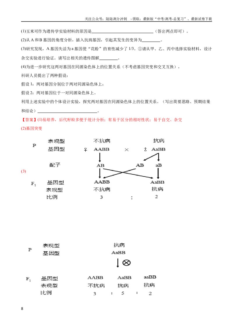 《专题03变异与育种（大题30道）（解析版）_06-生物-高考总复习_二轮复习_2024年_2024年高考生物二轮复习选择题大题压轴专项训练_资料》第8页预览