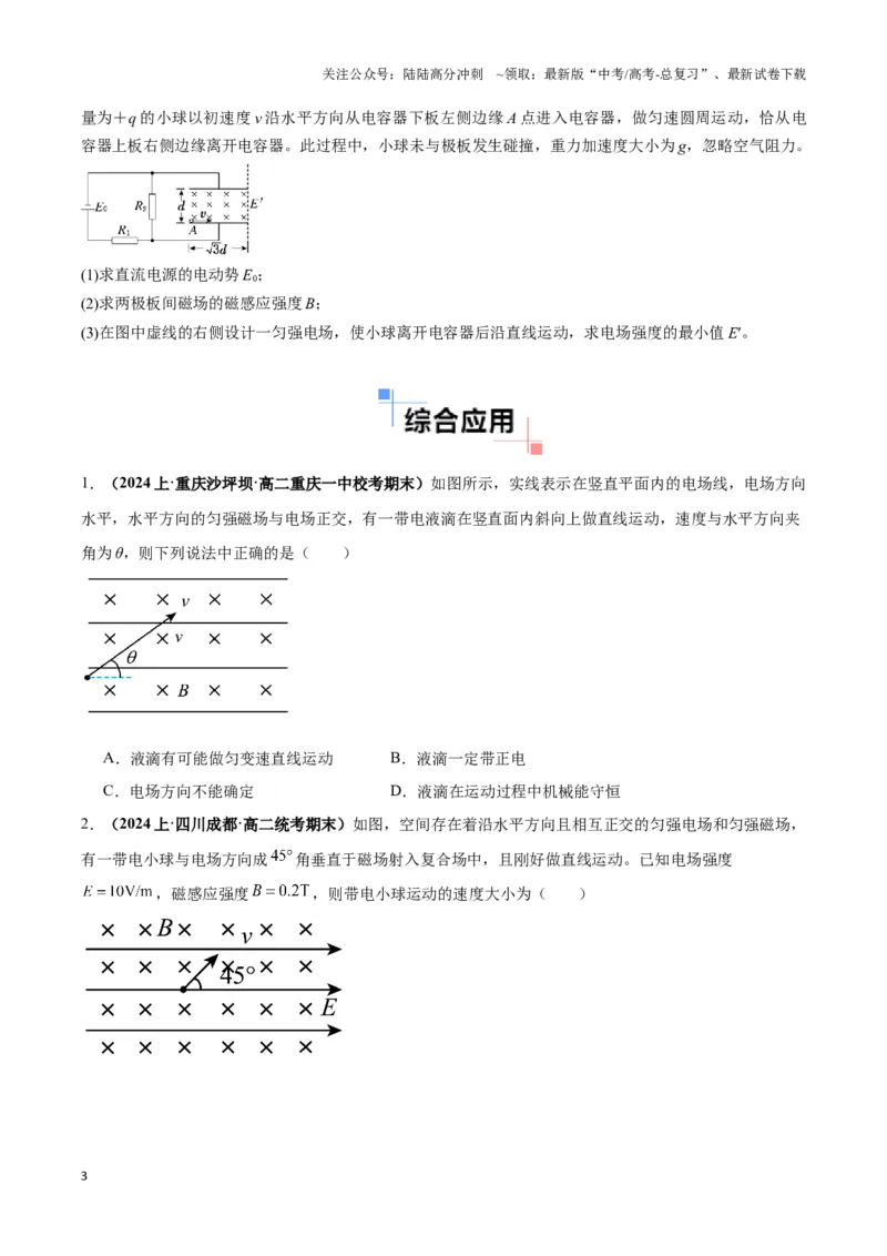《专题05带电粒子在叠加场中运动模型（学生版）_04-物理-高考总复习_专项复习_2025年_2025年高中高考物理模型与方法_资料_3高中（全册）_选择性必修第二册》第3页预览