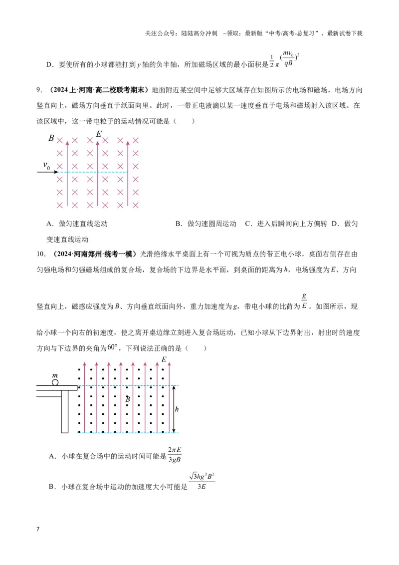 《专题05带电粒子在叠加场中运动模型（学生版）_04-物理-高考总复习_专项复习_2025年_2025年高中高考物理模型与方法_资料_3高中（全册）_选择性必修第二册》第7页预览