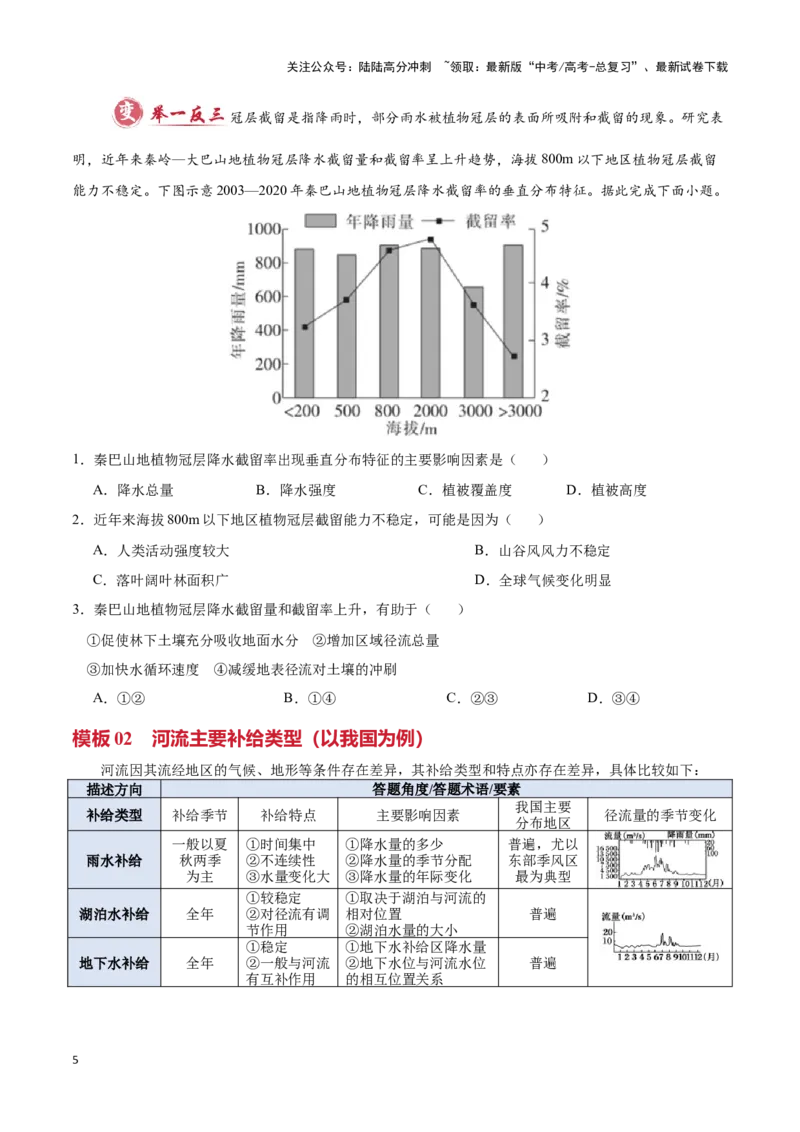 《专题02地球上的水（答题模板）-（原卷版）_07-地理-高考总复习_专项复习_2025年_2025年高考地理答题技巧与答题模板（全国通用）》第5页预览