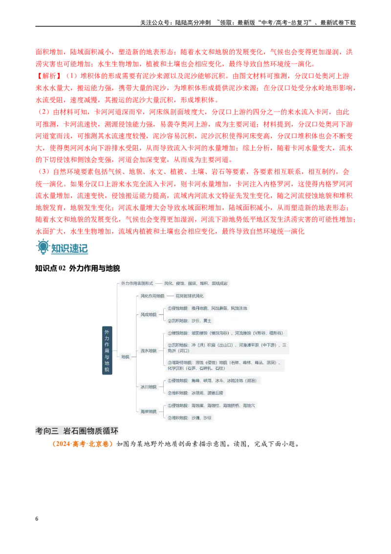 《专题04地质地貌-（新高考通用）（教师版）_07-地理-高考总复习_专项复习_2025年_2025年高考地理真题题源解密（新高考通用）》第6页预览